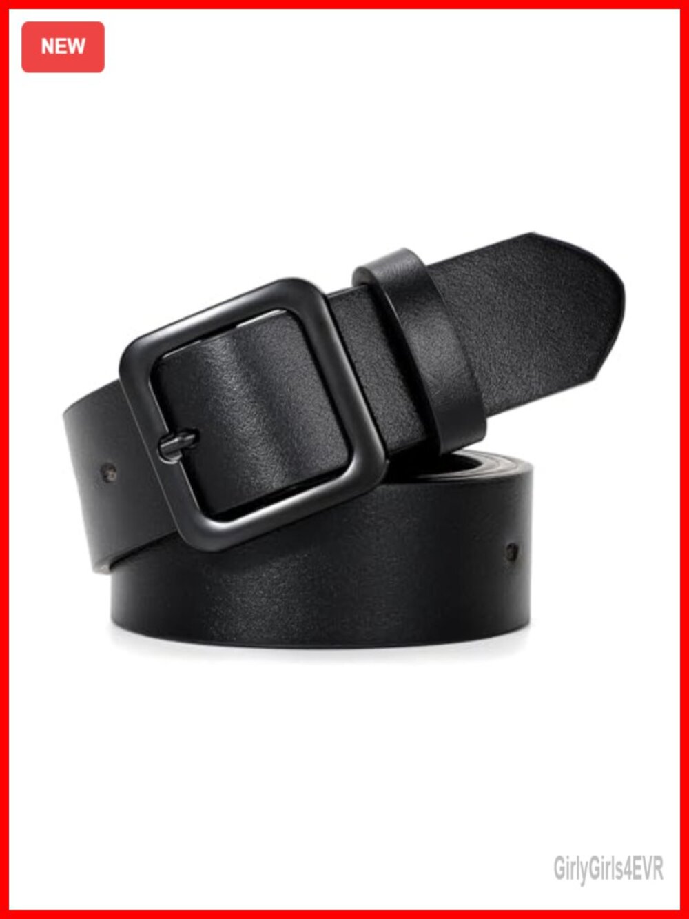 Women's Faux Leather Belt with Square Buckle for Jeans & Dresses